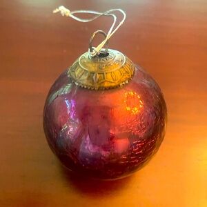 Vintage Kugel Plum Crackle Glass Ornament